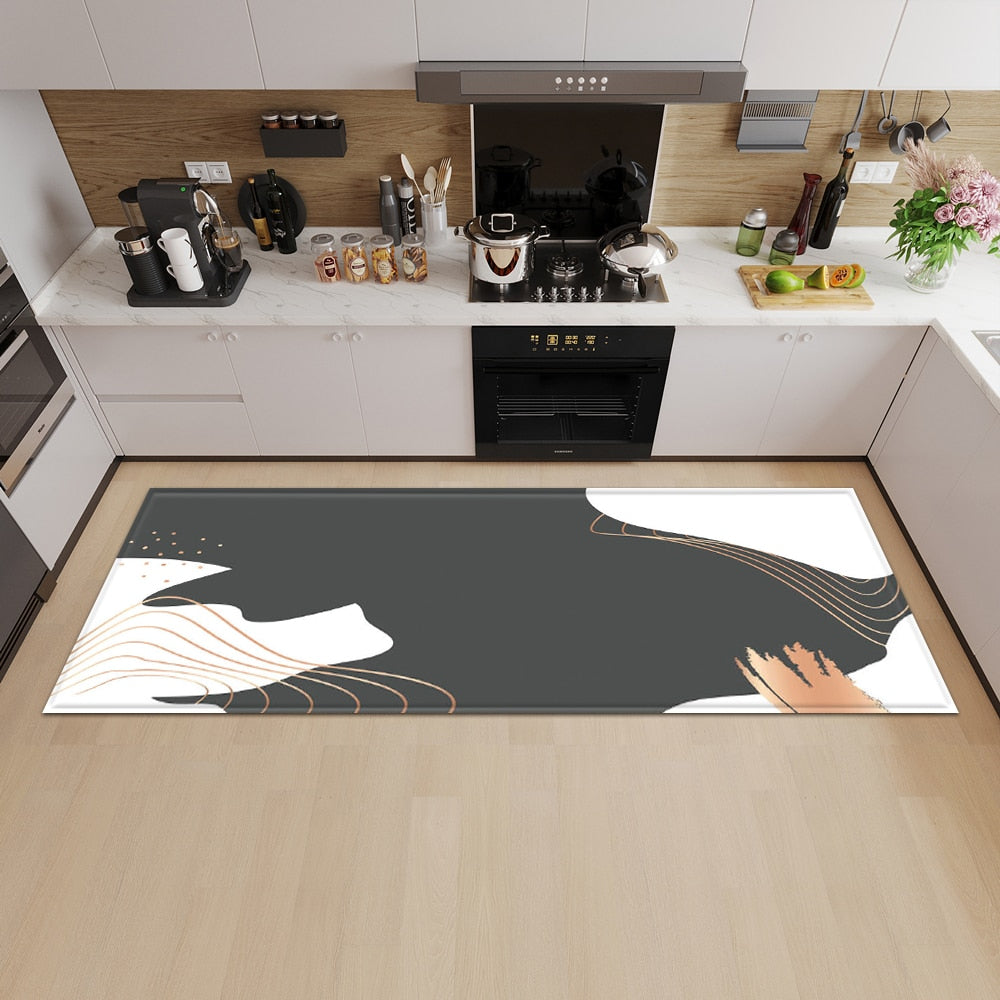 Tapis de cuisine noir et blanc Tapis Heikoa 40cmx60cm ER22626-24