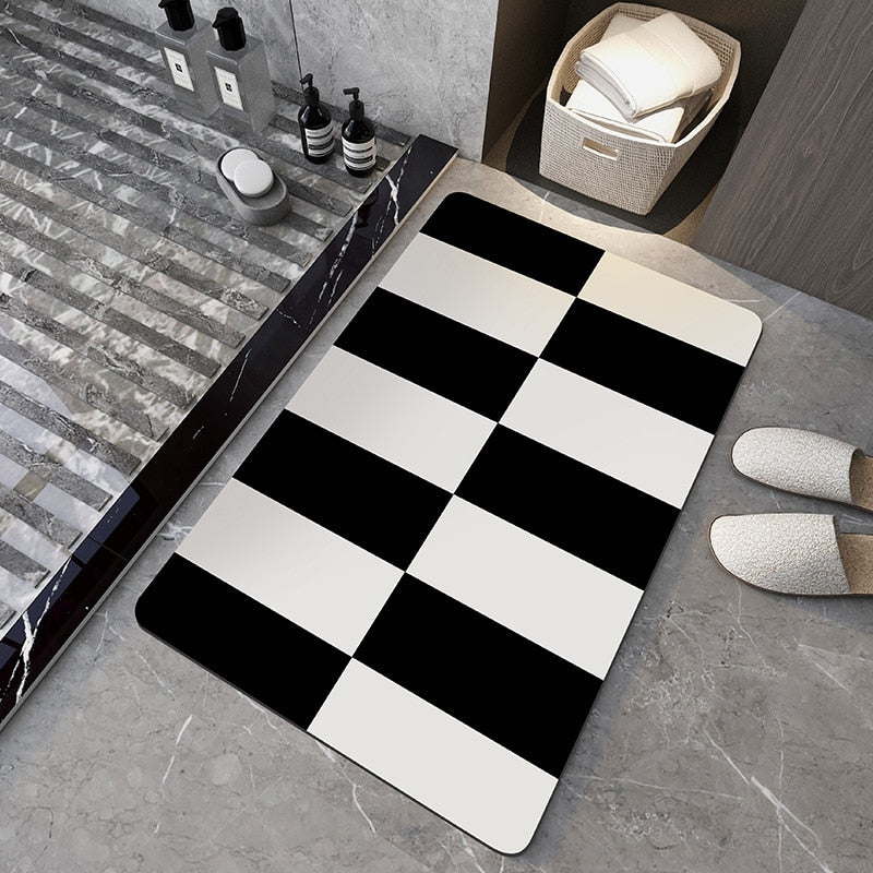 Tapis de bain noir et blanc Tapis Heikoa 40x60cm style7