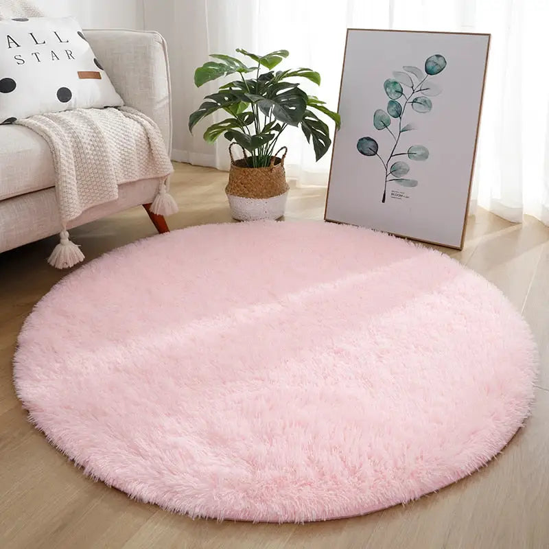 Tapis shaggy rond rose claire Heikoa