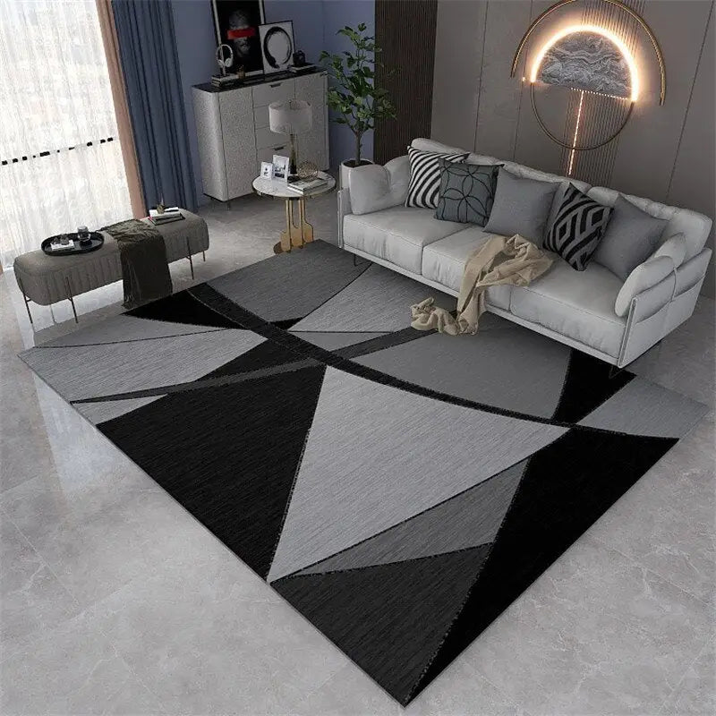 Tapis moderne noir et gris  Heikoa H 50x80cm