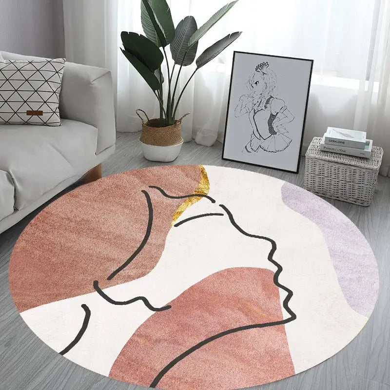 Tapis rond de salon à motif rouge Heikoa 7 60x60cm