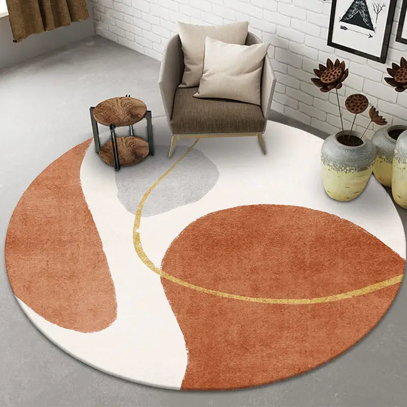 Luxueux tapis rond blanc et brun Tapis Heikoa