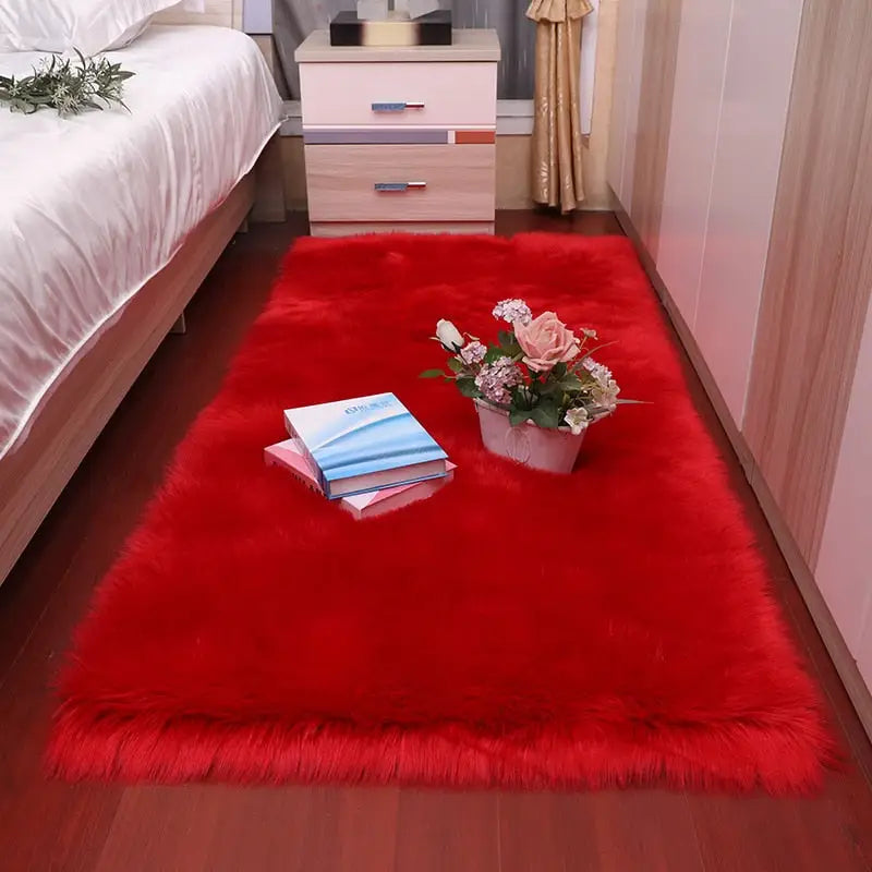 Tapis de chambre rouge Tapis Heikoa red 120x120cm 47x47inch