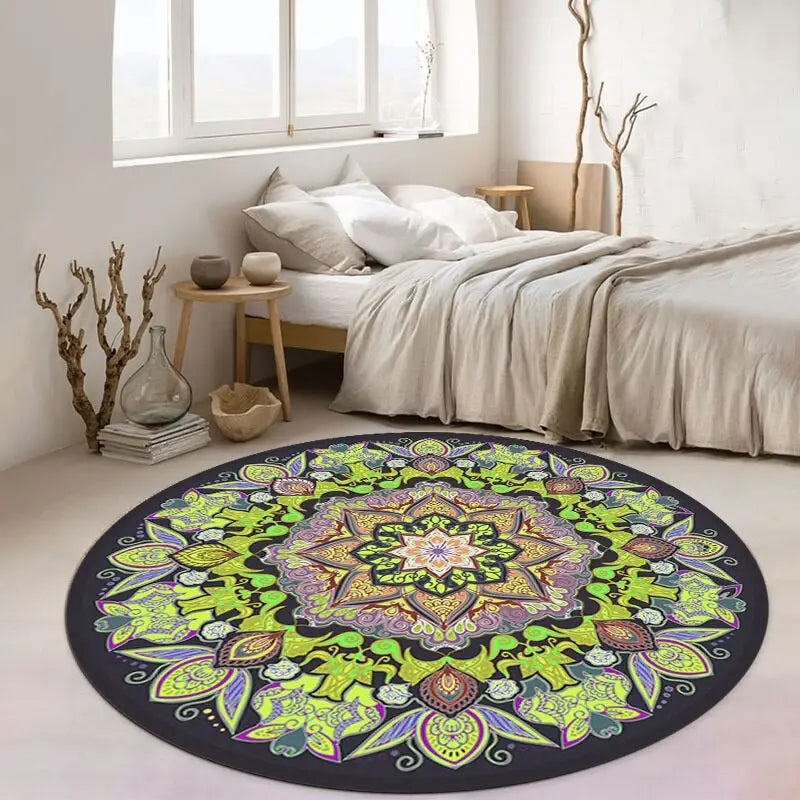 Tapis rond exotique vert Heikoa 80x80cm Vert