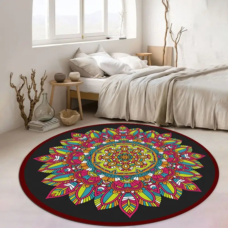 Tapis rond noir et rose Heikoa 80x80cm Datura Circle-9