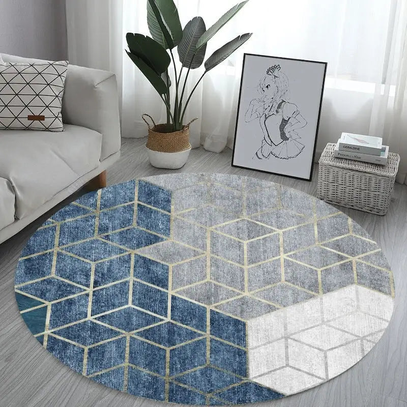 Tapis rond à motif coloré bleu Heikoa 10 60x60cm