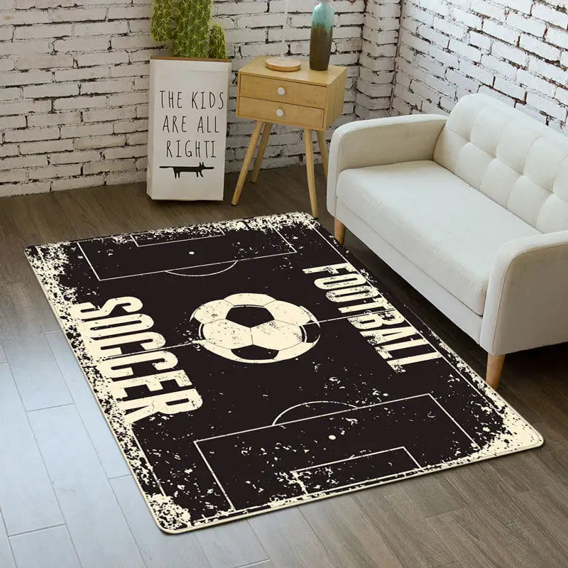 Tapis enfant football noir blanc Tapis Heikoa 6 40x60cm
