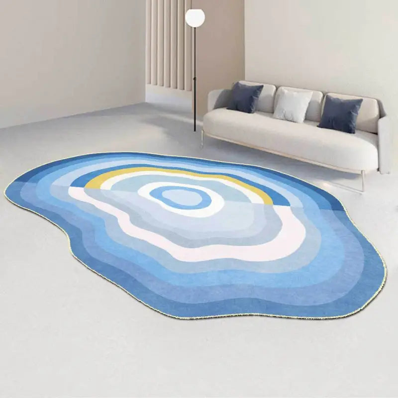 Tapis rond bleu Heikoa