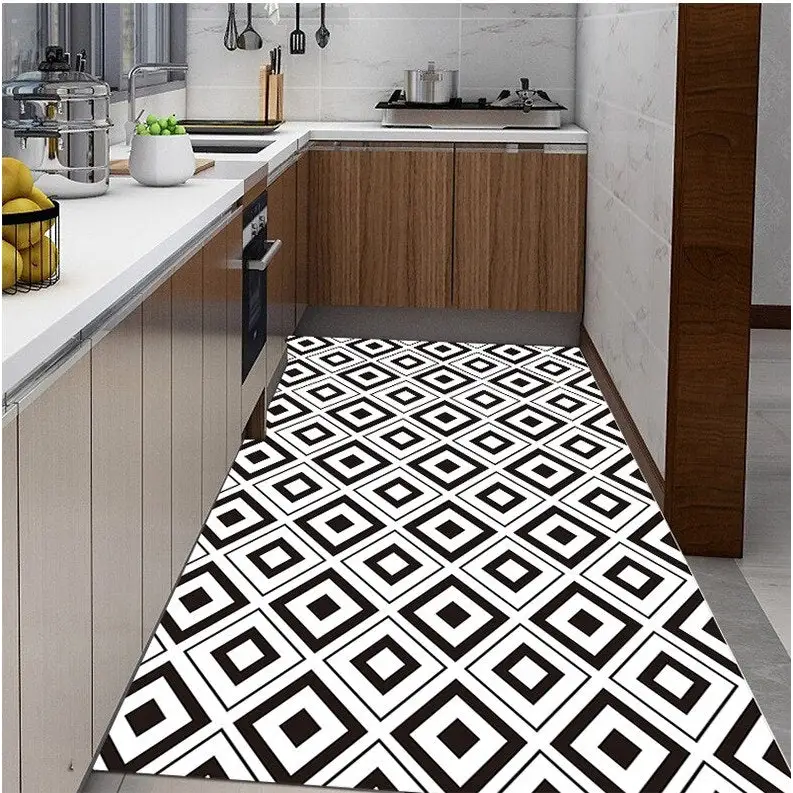 Tapis vinyle au métre Heikoa Noir et blanc 50x120cm
