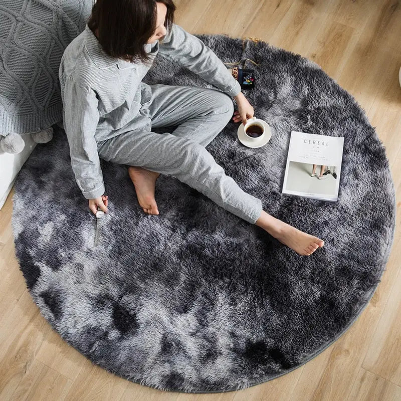 Tapis rond shaggy gris Heikoa