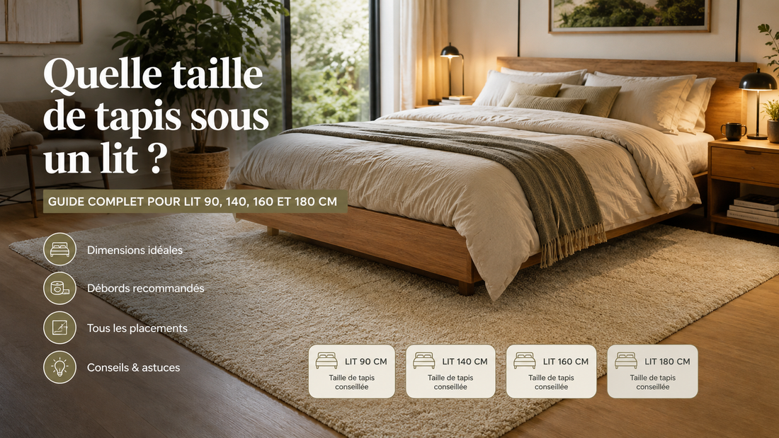 Quelle taille de tapis sous un lit ? Guide Heikoa pour lits 90, 140, 160 et 180 cm