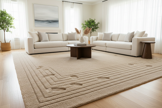 Tapis avec traces de pieds de meubles visibles dans un salon
