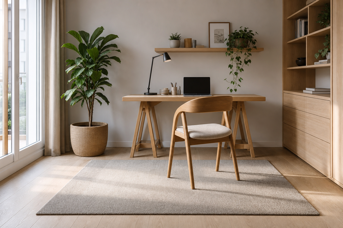 Tapis dans un bureau Ã  la maison : confort, calme et circulation