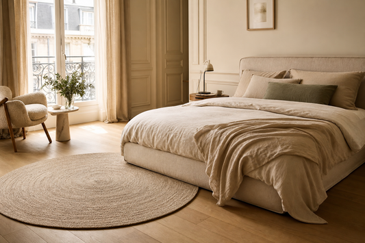 Tapis rond dans une chambre : oÃ¹ le placer pour un effet doux ?