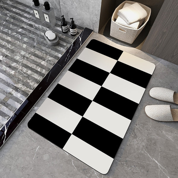 Tapis de bain noir et blanc - STEPPE - Bath Bazaar