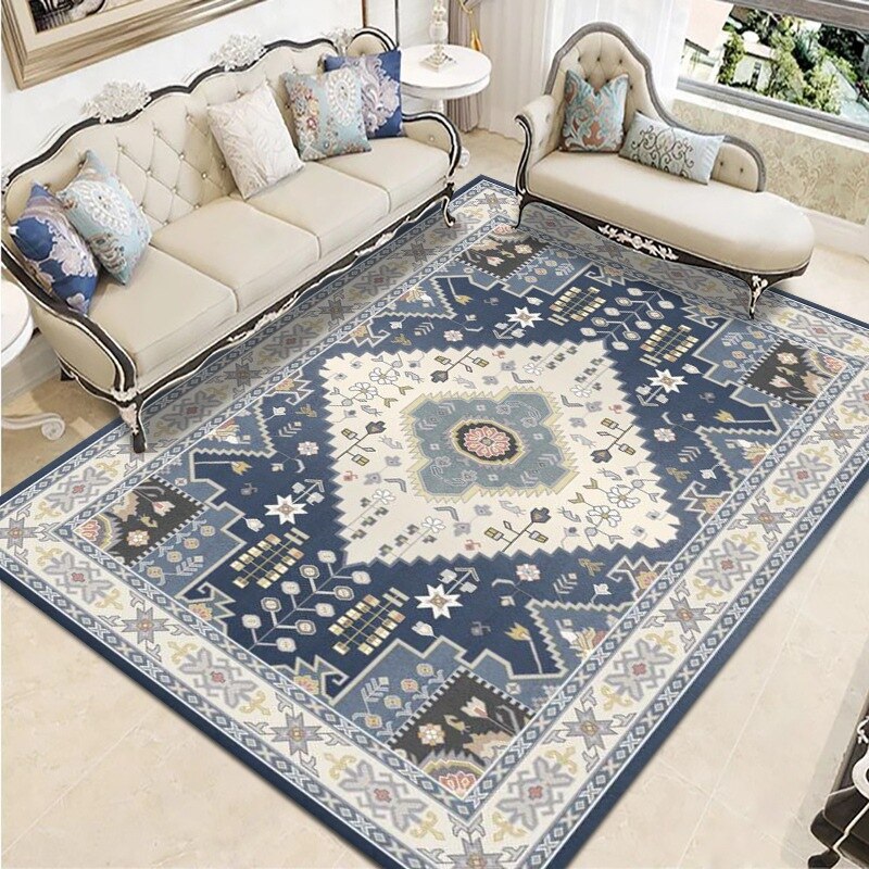 Tapis persan salon moderne  Heikoa Blanc bleu 100x160cm 