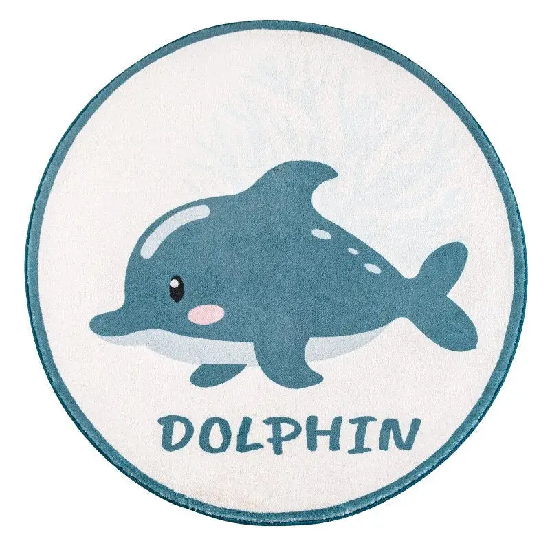 Tapis Rond Pour Enfant Épaissi Imitation Cachemire - Antidérapant 60cm Chat
